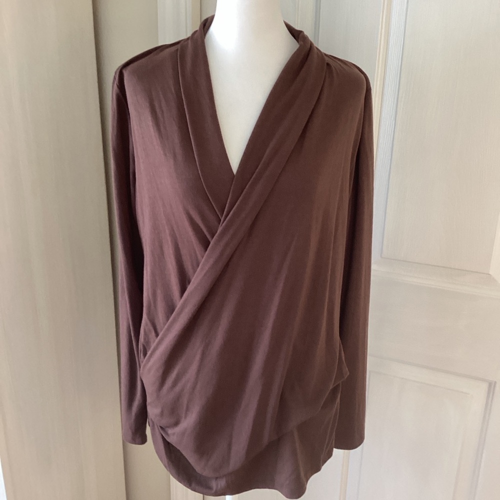 VENUS Deep Brown Women's Wrap Top Sz L